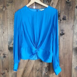 Blue Twist-Front Long Sleeve Blouse - Bar III Size M
